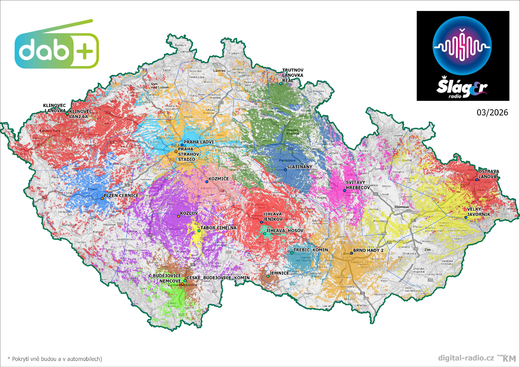 pokrytí ČR signálem Šlágr Rádio 03/26
