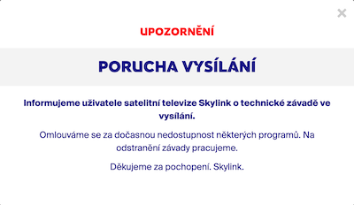 upozornění skylink